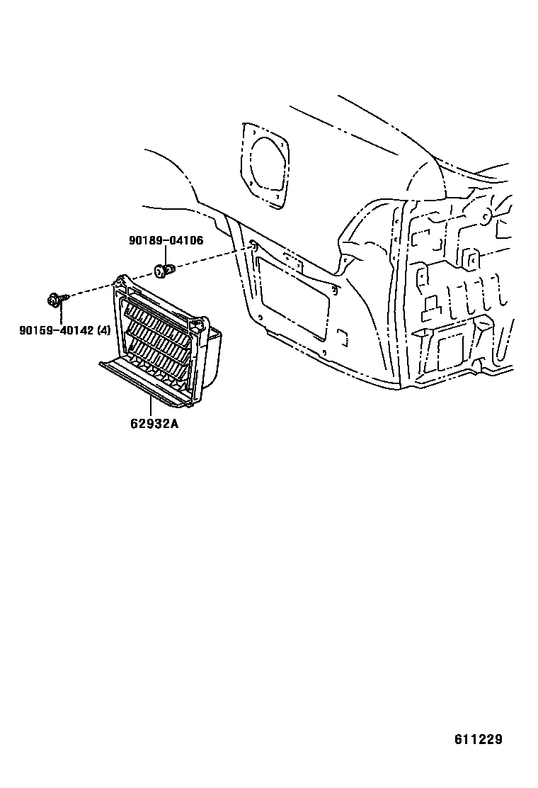 Toyota COROLLA 车侧通风装置 EPC diagram — 611229