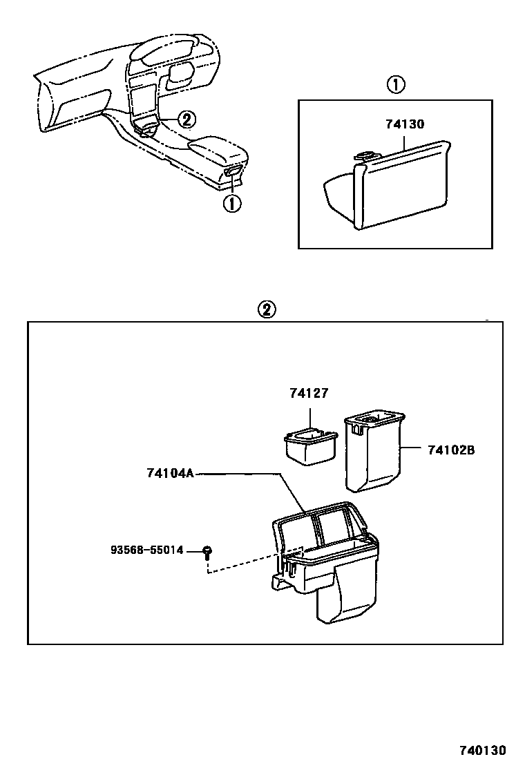 Toyota COROLLA 烟灰盒 EPC diagram — 740130