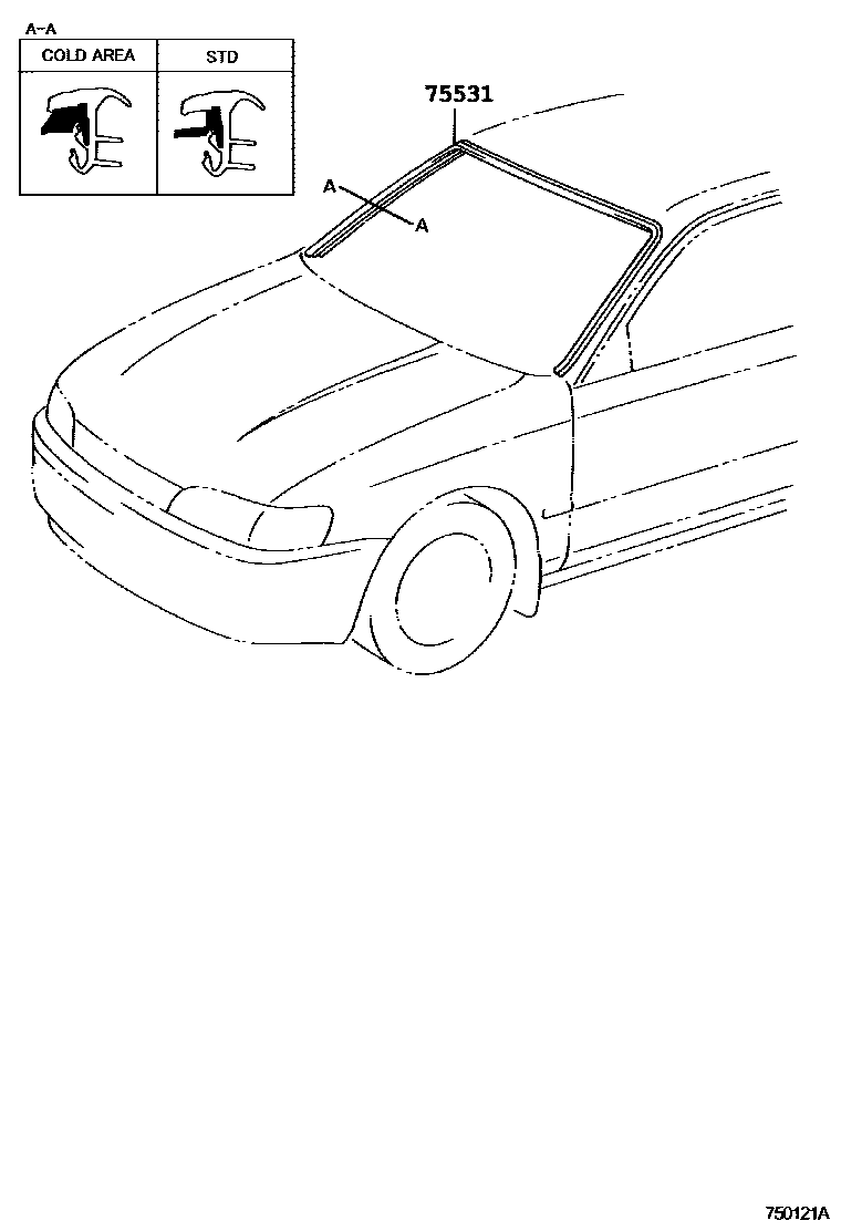 Toyota COROLLA 前防护条 EPC diagram — 750121A
