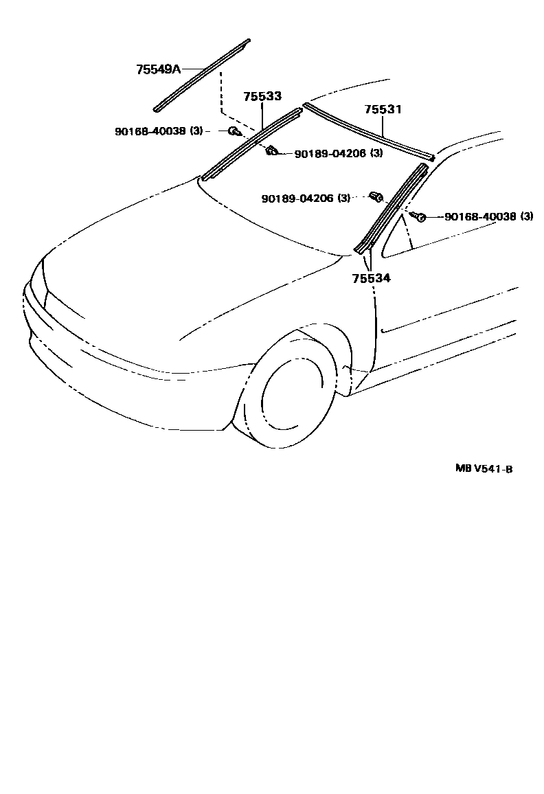 Toyota COROLLA 前防护条 EPC diagram — MBV541B
