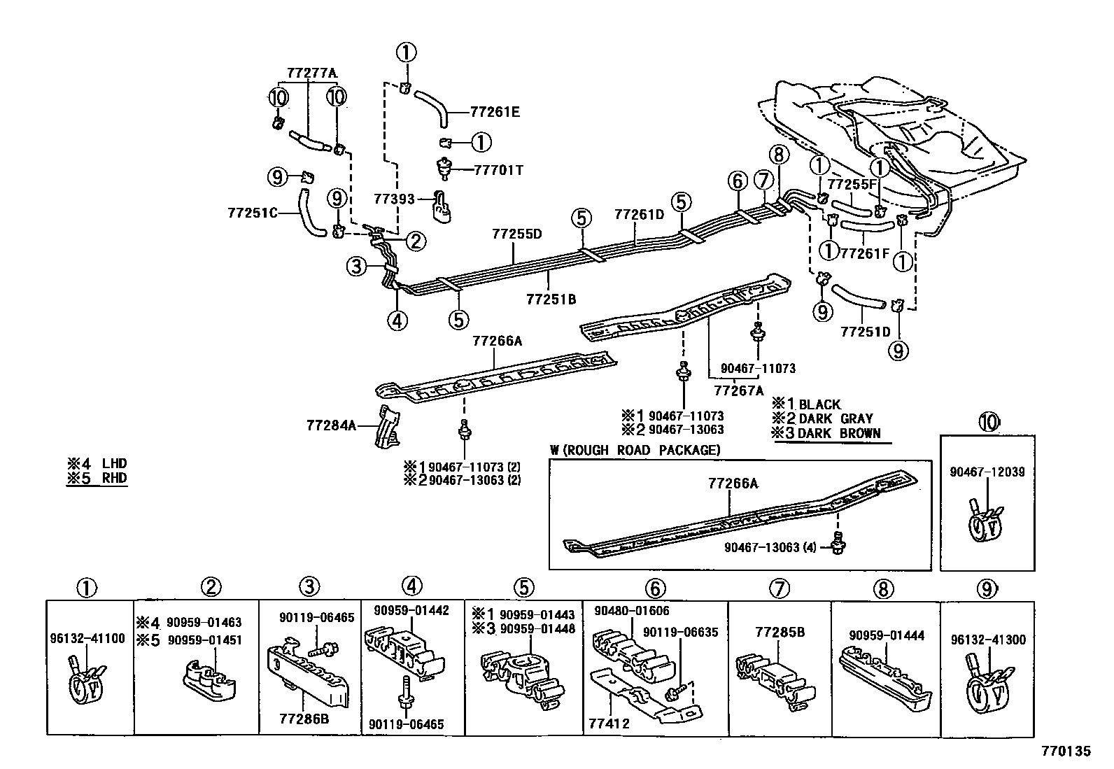 Toyota COROLLA 燃油箱和燃油管 EPC diagram — 770135