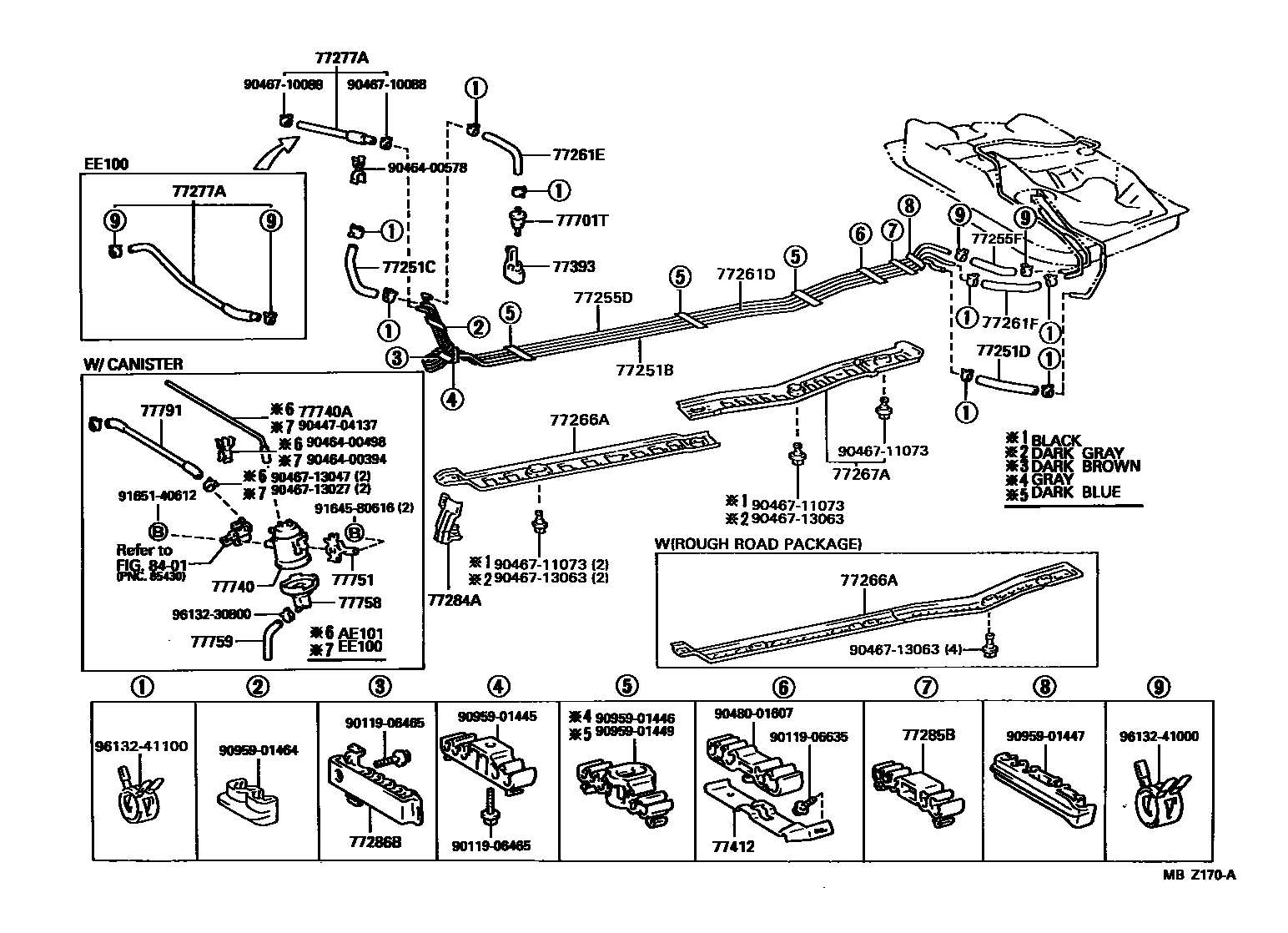Toyota COROLLA 燃油箱和燃油管 EPC diagram — MBZ170A