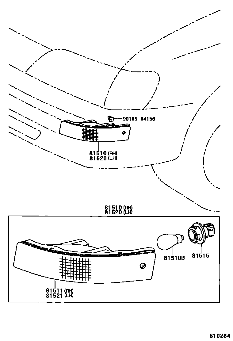 Toyota COROLLA 前转向灯 EPC diagram — 810284