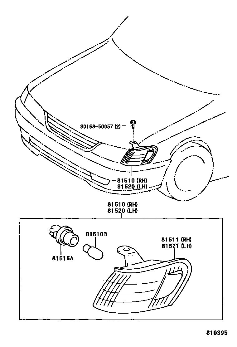 Toyota COROLLA 前转向灯 EPC diagram — 810395