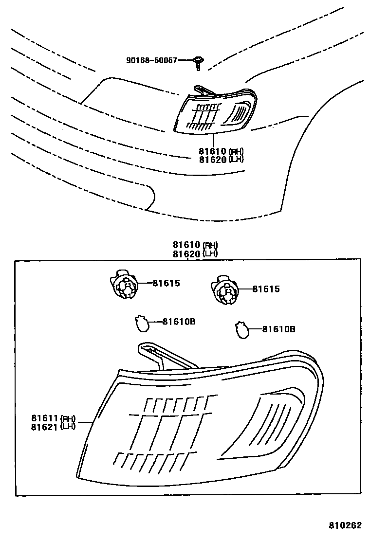 Toyota COROLLA 前示宽灯 EPC diagram — 810262