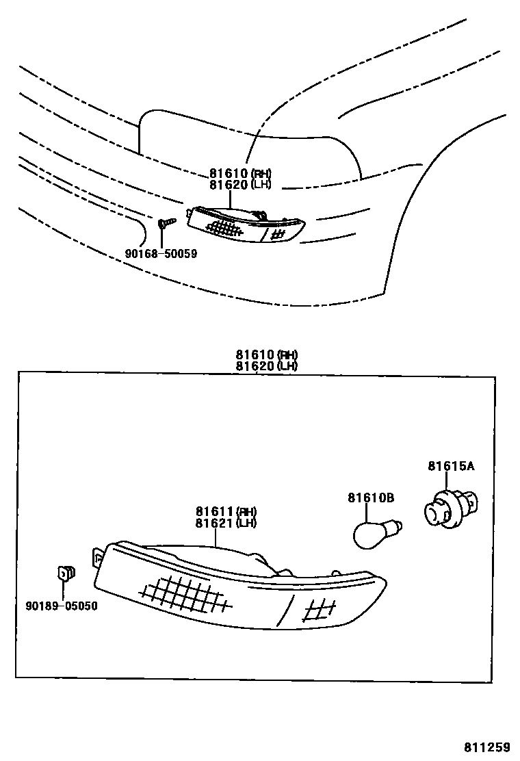 Toyota COROLLA 前示宽灯 EPC diagram — 811259