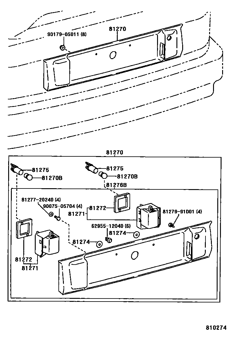 Toyota COROLLA 后牌照灯 EPC diagram — 810274