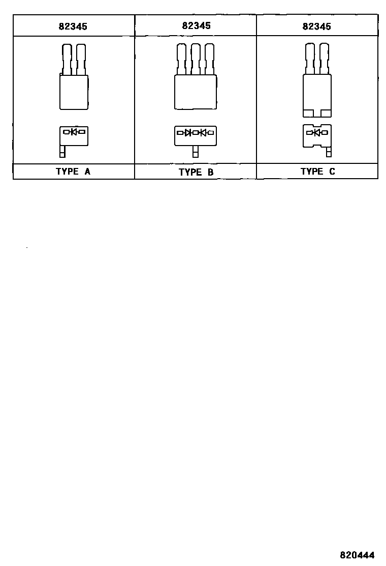 Toyota COROLLA 线束和卡夹 EPC diagram — 820444