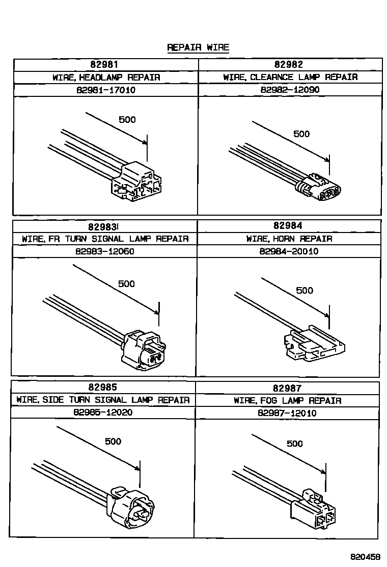 Toyota COROLLA 线束和卡夹 EPC diagram — 820458