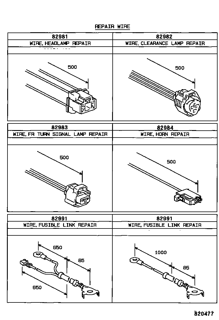 Toyota COROLLA 线束和卡夹 EPC diagram — 820477