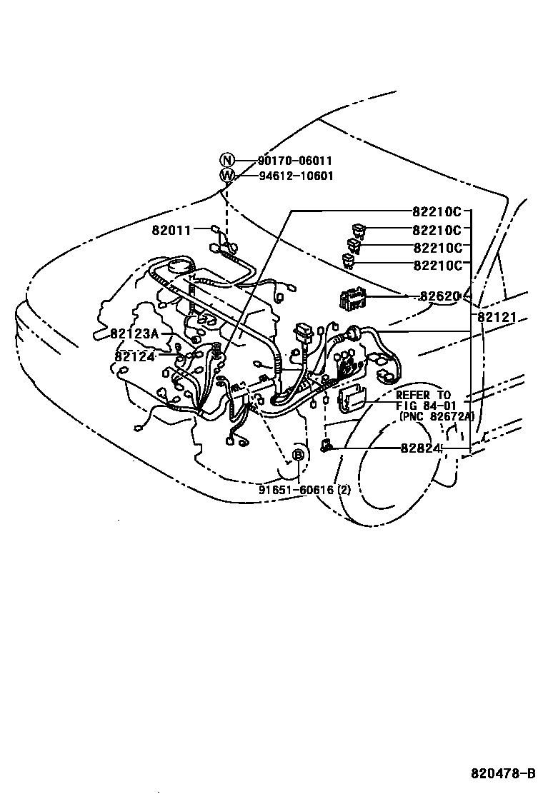 Toyota COROLLA 线束和卡夹 EPC diagram — 820478B