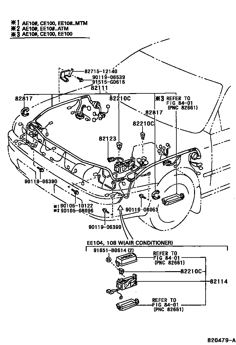 Toyota COROLLA 线束和卡夹 EPC diagram — 820479A