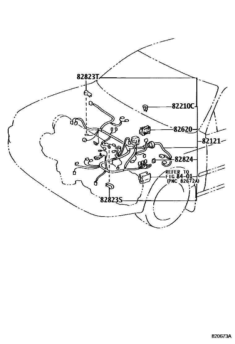 Toyota COROLLA 线束和卡夹 EPC diagram — 820673A