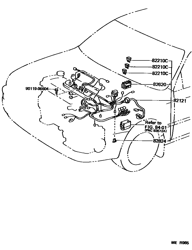 Toyota COROLLA 线束和卡夹 EPC diagram — MER965
