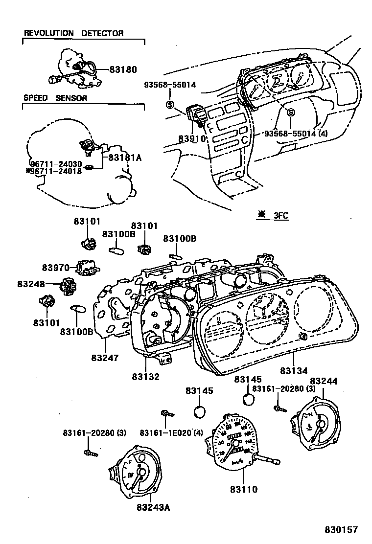 Toyota COROLLA 仪表 EPC diagram — 830157