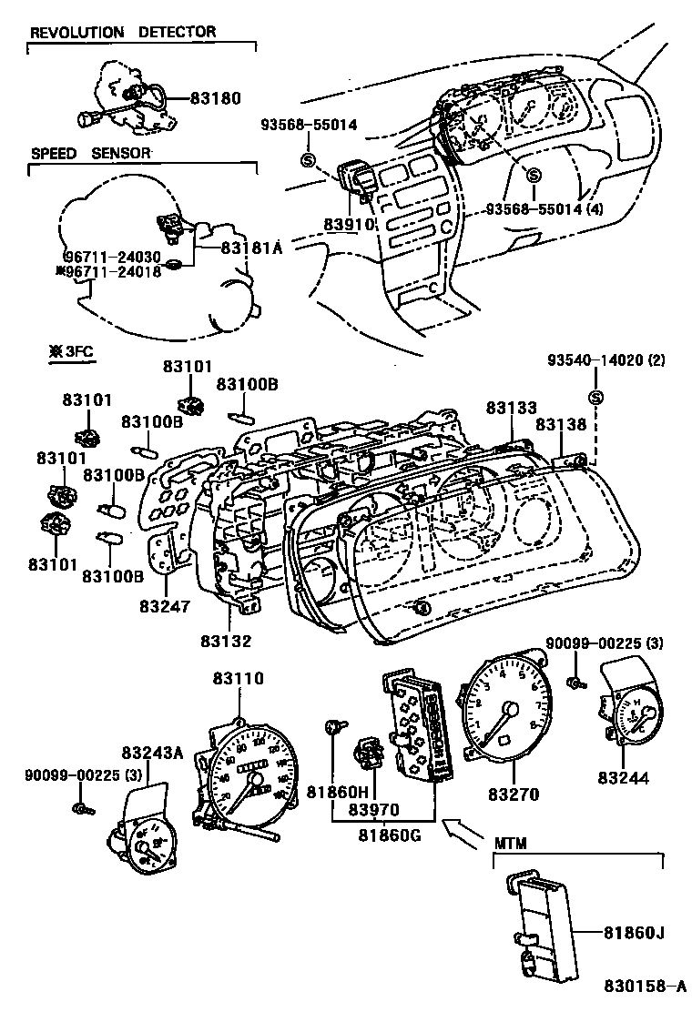Toyota COROLLA 仪表 EPC diagram — 830158A