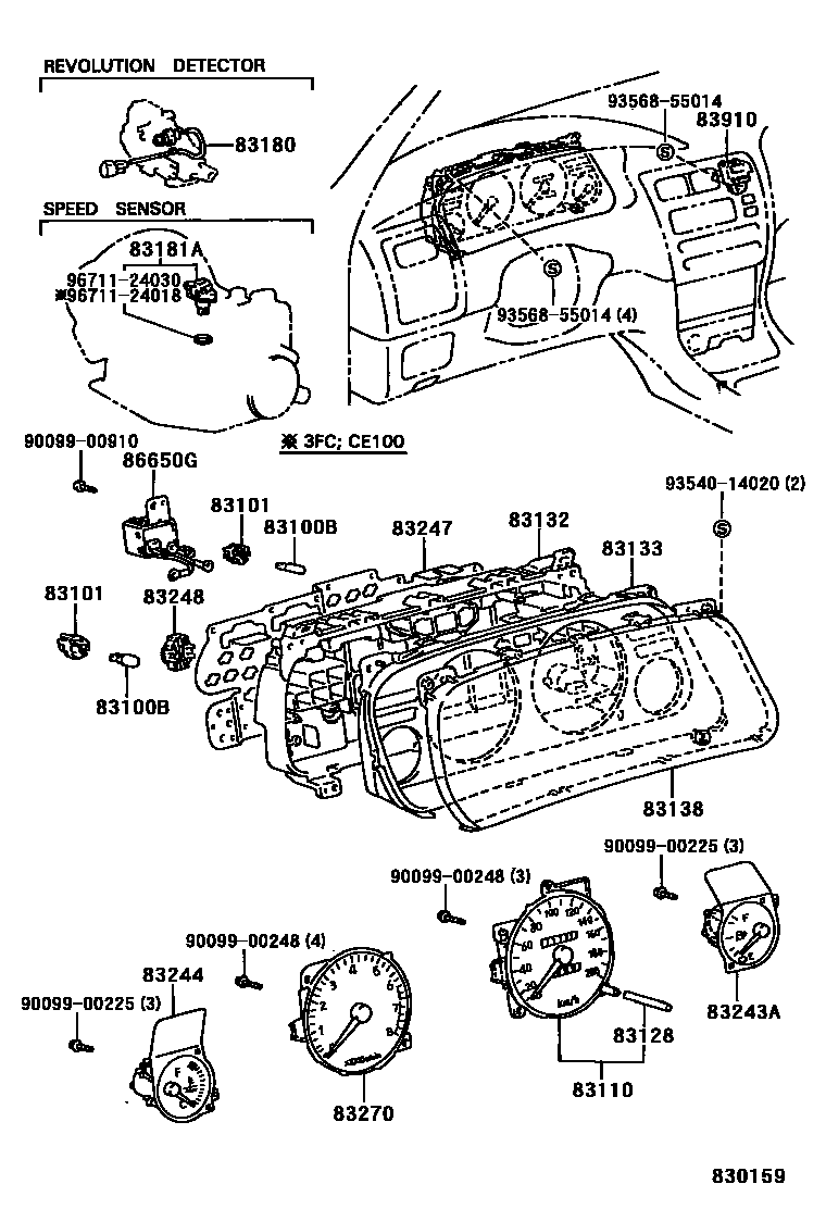 Toyota COROLLA 仪表 EPC diagram — 830159