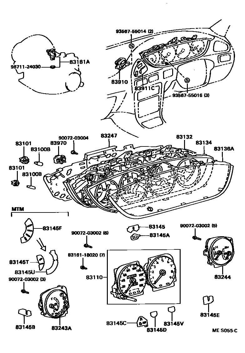 Toyota COROLLA 仪表 EPC diagram — MES055C