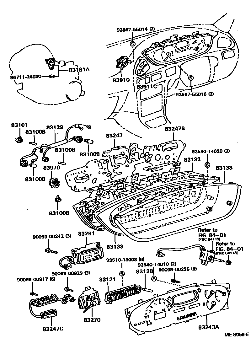 Toyota COROLLA 仪表 EPC diagram — MES056E