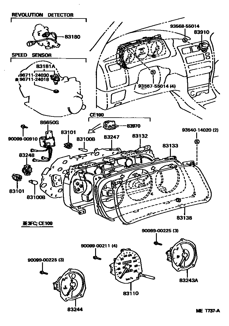 Toyota COROLLA 仪表 EPC diagram — MET737A