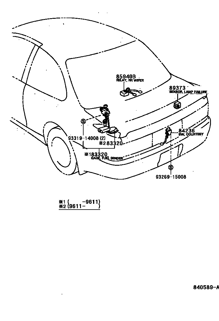 Toyota COROLLA 开关和继电器和ECU EPC diagram — 840589A