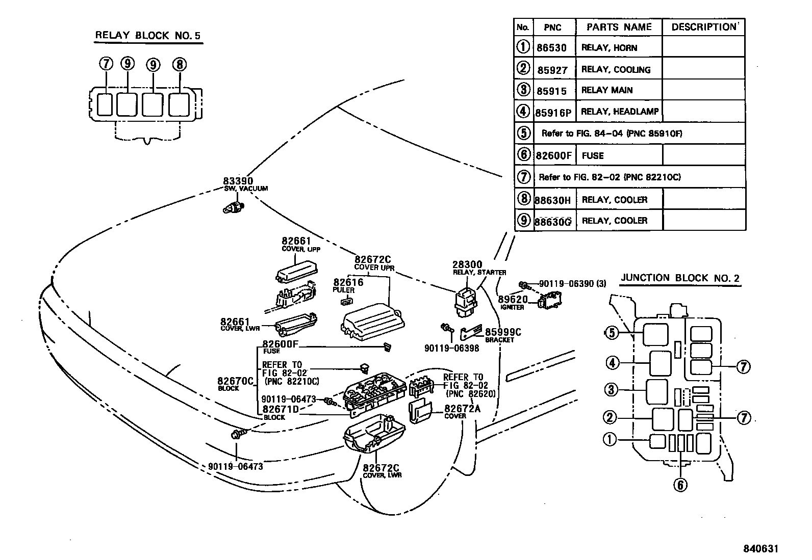 Toyota COROLLA 开关和继电器和ECU EPC diagram — 840631