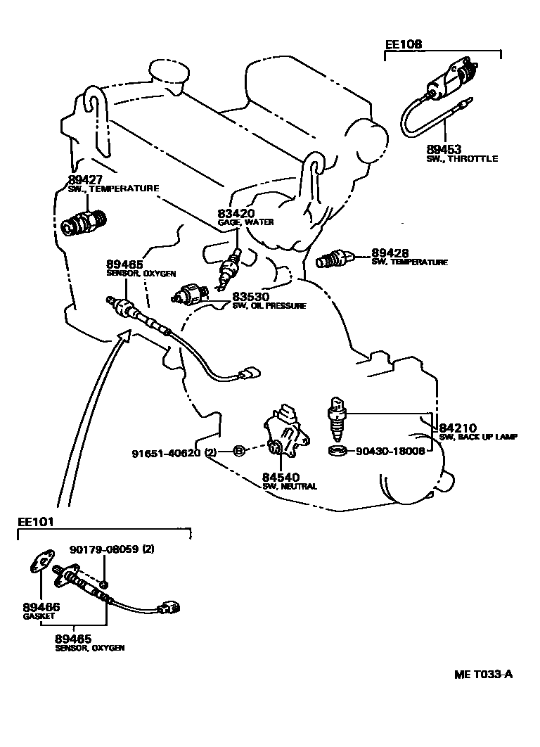 Toyota COROLLA 开关和继电器和ECU EPC diagram — MET033A