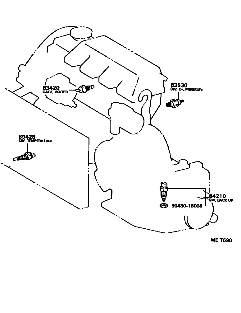 Toyota COROLLA 开关和继电器和ECU EPC diagram — MET690