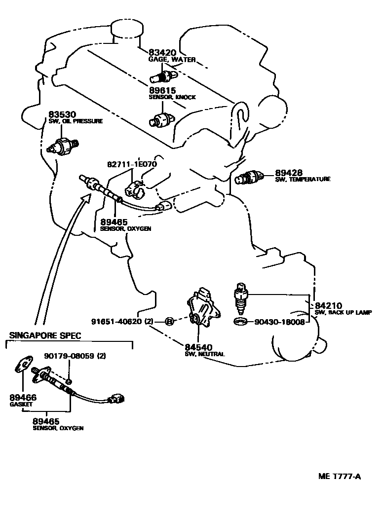 Toyota COROLLA 开关和继电器和ECU EPC diagram — MET777A