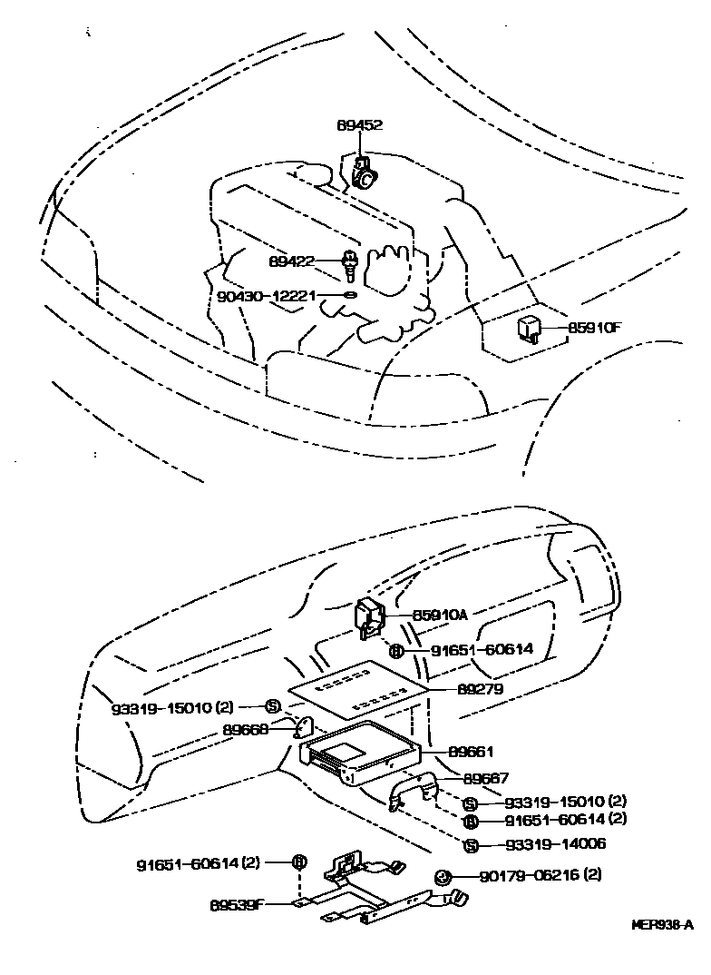 Toyota COROLLA 电子燃油喷射系统 EPC diagram — MER938A