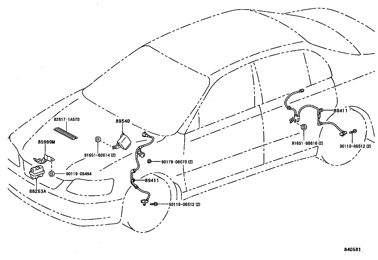 Toyota COROLLA ABS 和 VSC EPC diagram — 840581