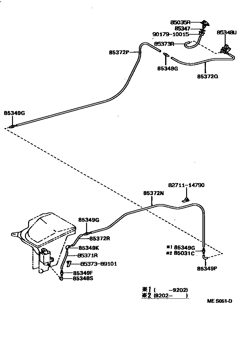 Toyota COROLLA 后清洗器 EPC diagram — MES051D