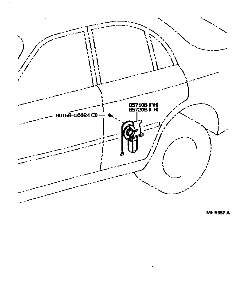 Toyota COROLLA 车门电机和车门电磁阀 EPC diagram — MER957A