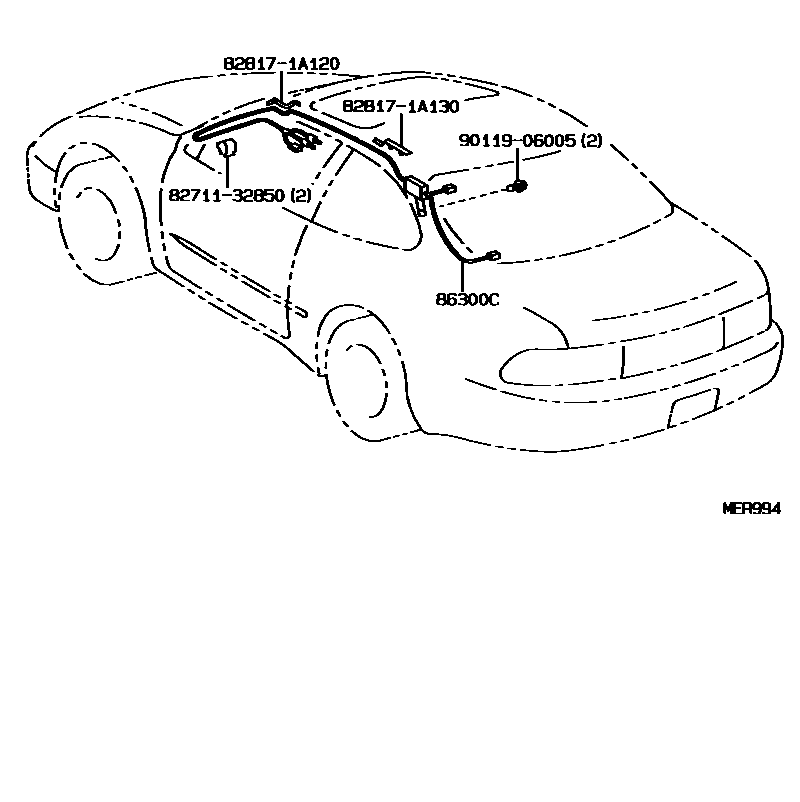 Toyota COROLLA antenna EPC diagram — MER994