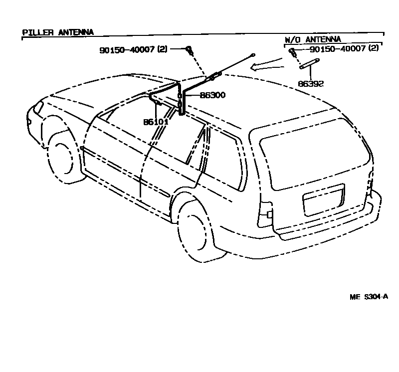 Toyota COROLLA antenna EPC diagram — MES304A