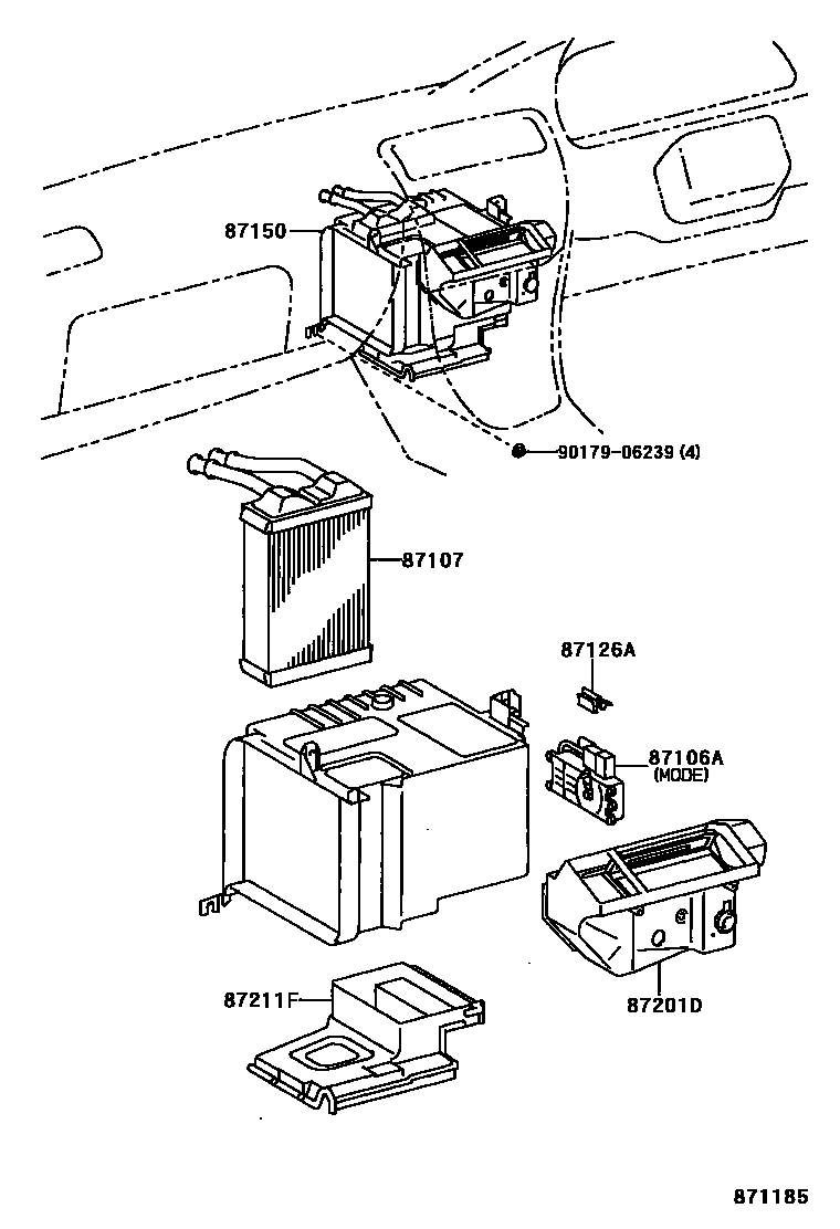 Toyota COROLLA 暖风和空调系统 - 加热装置和鼓风机 EPC diagram — 871185