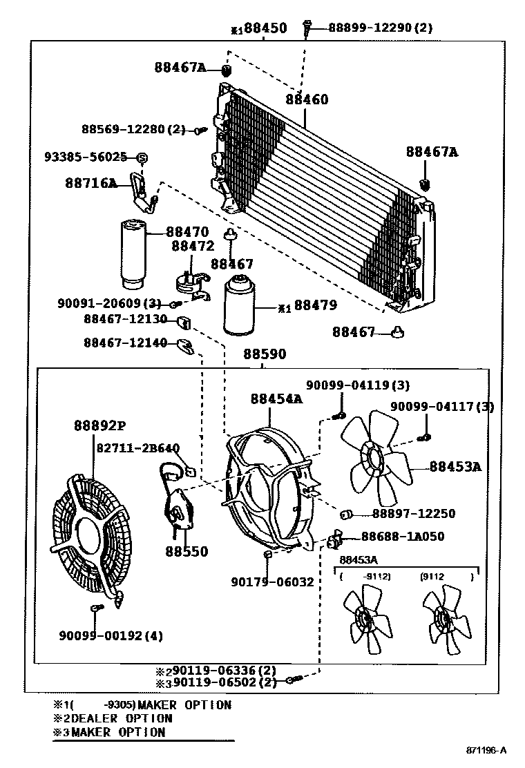 Toyota COROLLA Heating & Air Conditioning - Cooler Piping EPC diagram — 871196B