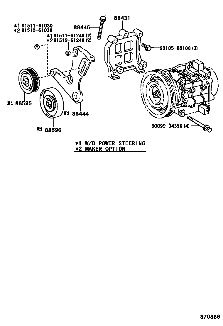 Toyota COROLLA Heating & Air Conditioning - Compressor EPC diagram — 870893