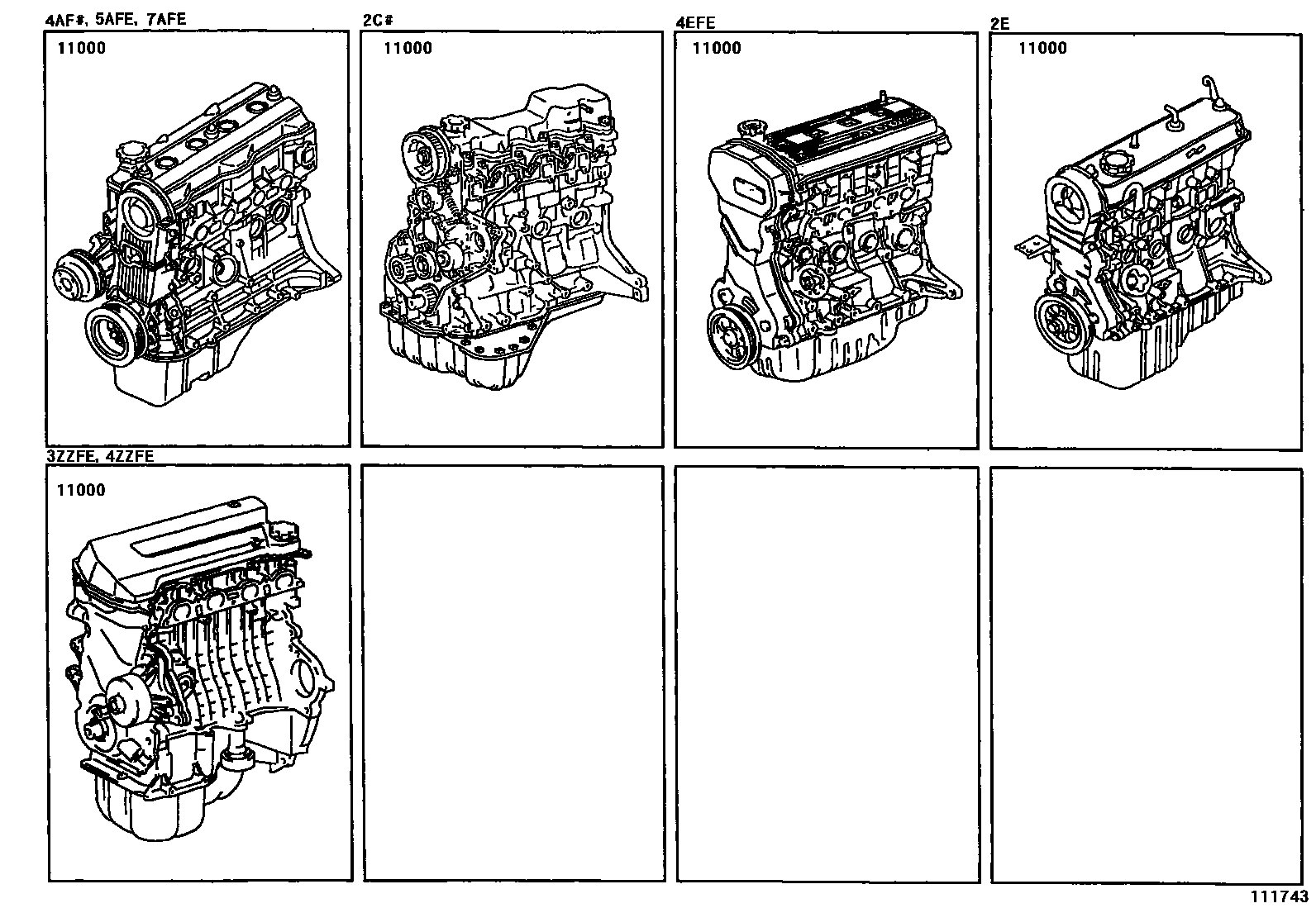 Toyota COROLLA Partial Engine Assembly EPC diagram — 111743