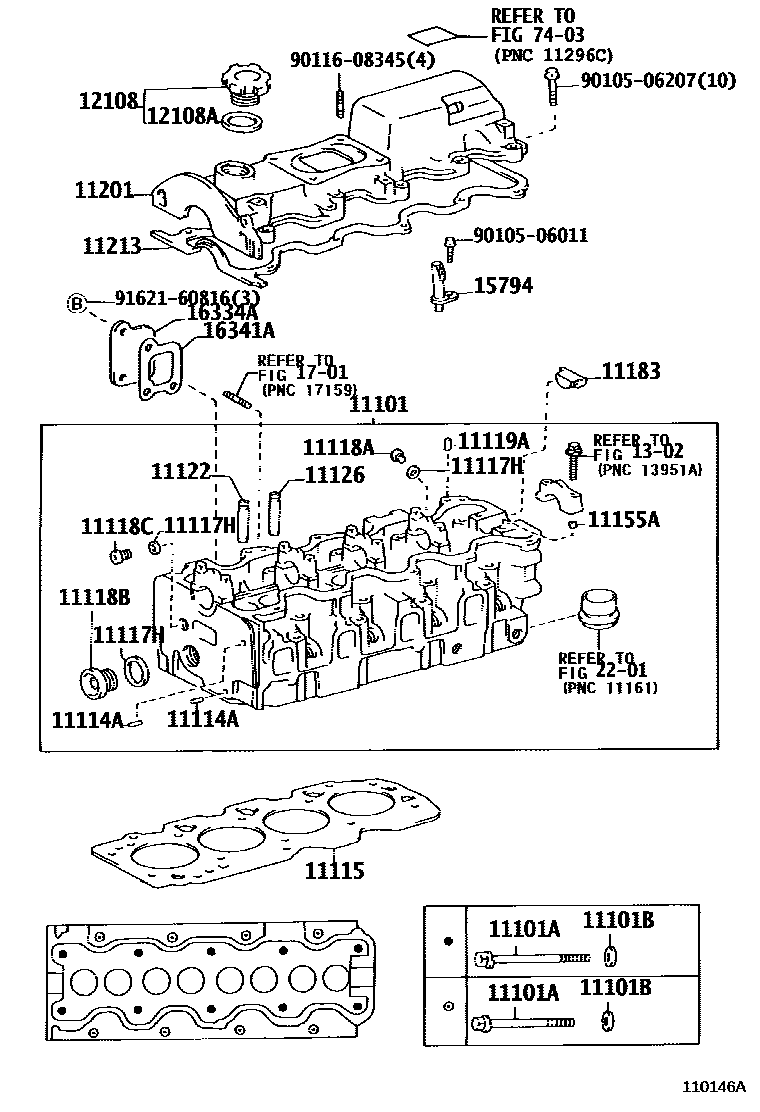 Toyota COROLLA Cylinder Head EPC diagram — 110146A