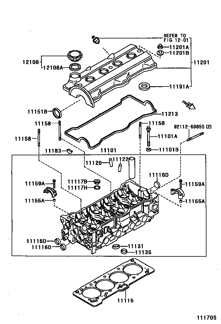 Toyota COROLLA Cylinder Head EPC diagram — 111705
