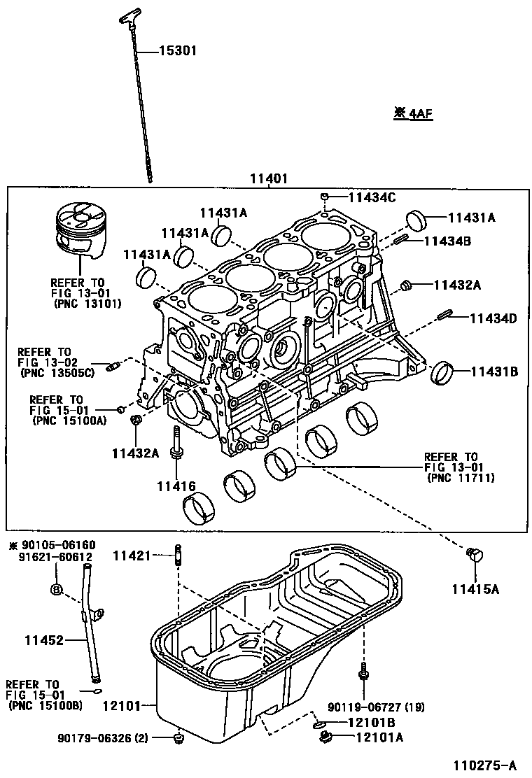 Toyota COROLLA Cylinder Block EPC diagram — 110275A