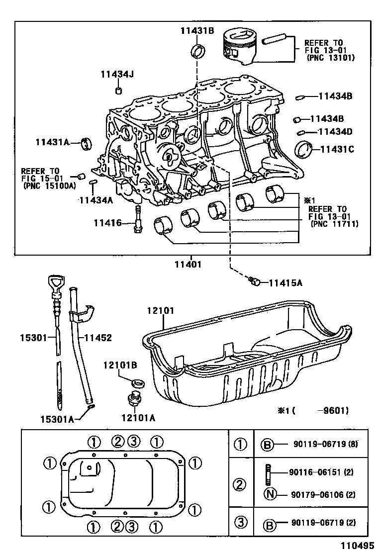 Toyota COROLLA Cylinder Block EPC diagram — 110495
