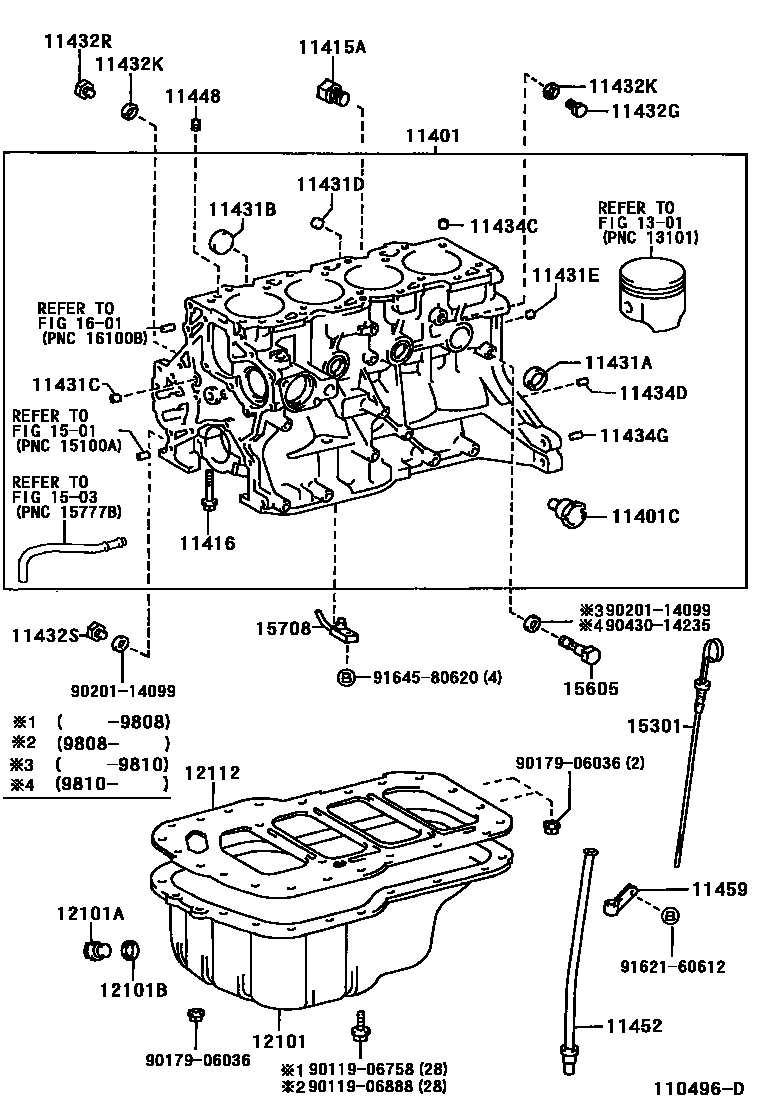Toyota COROLLA Cylinder Block EPC diagram — 110496D