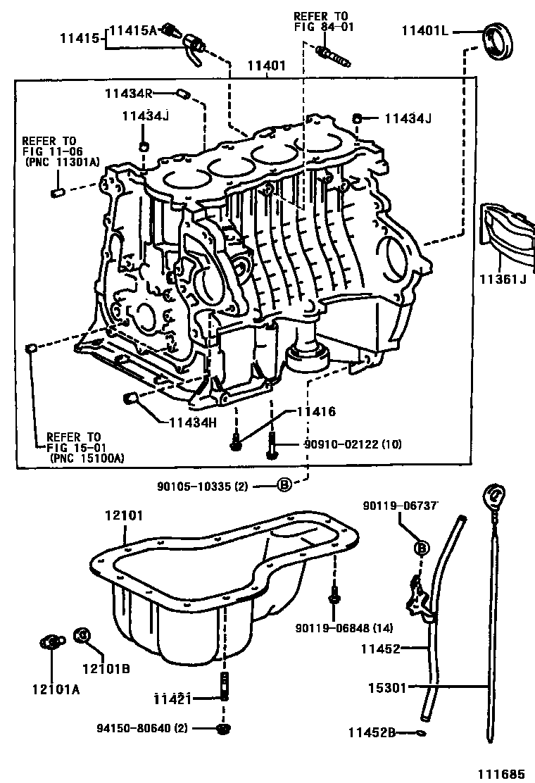 Toyota COROLLA Cylinder Block EPC diagram — 111685