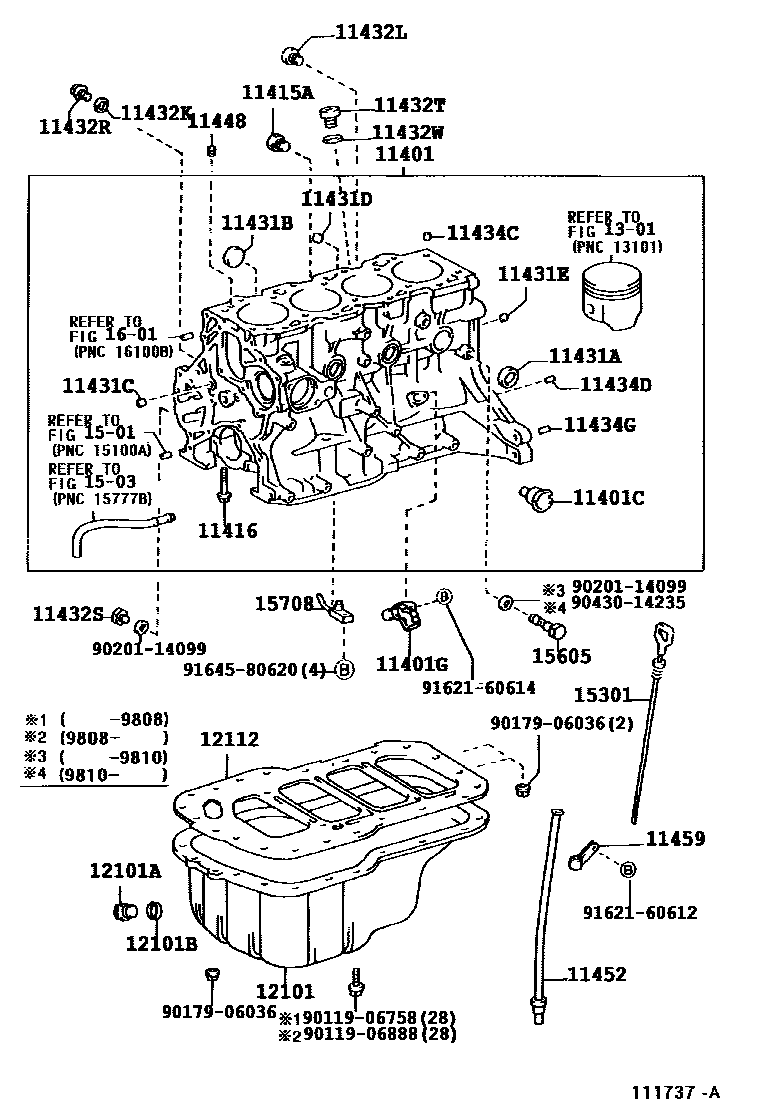 Toyota COROLLA Cylinder Block EPC diagram — 111737A