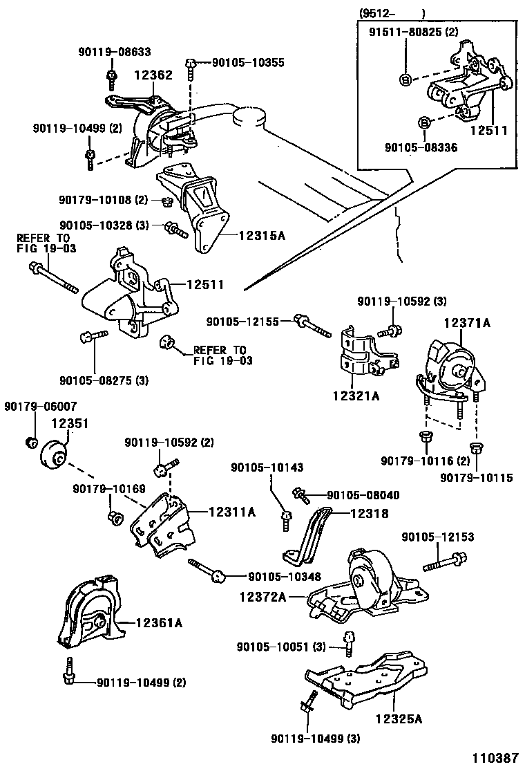 Toyota COROLLA Engine Mounting EPC diagram — 110387