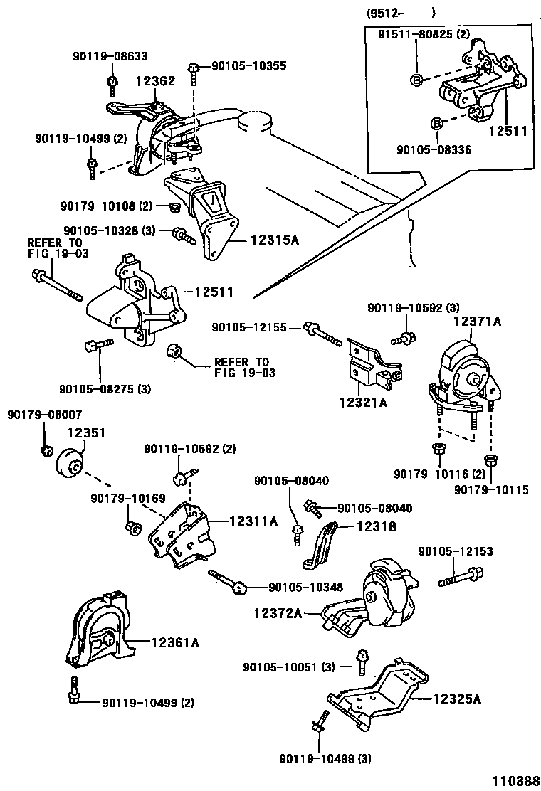 Toyota COROLLA Engine Mounting EPC diagram — 110388