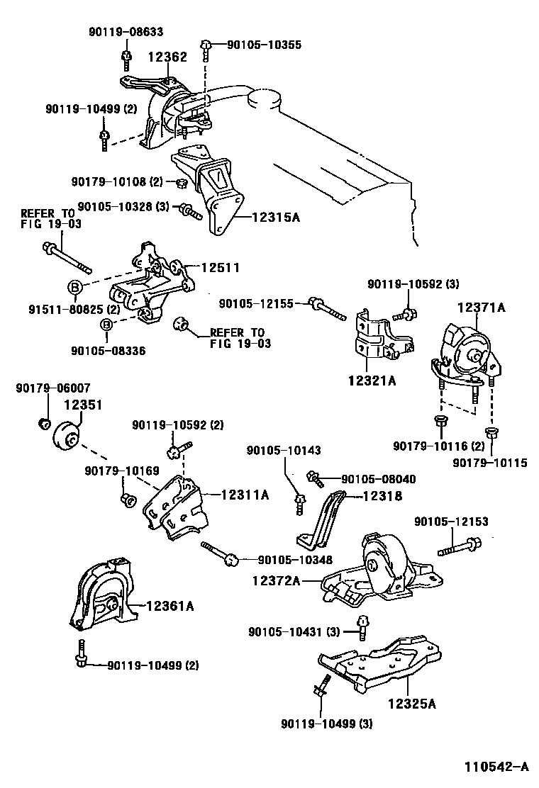 Toyota COROLLA Engine Mounting EPC diagram — 110542A