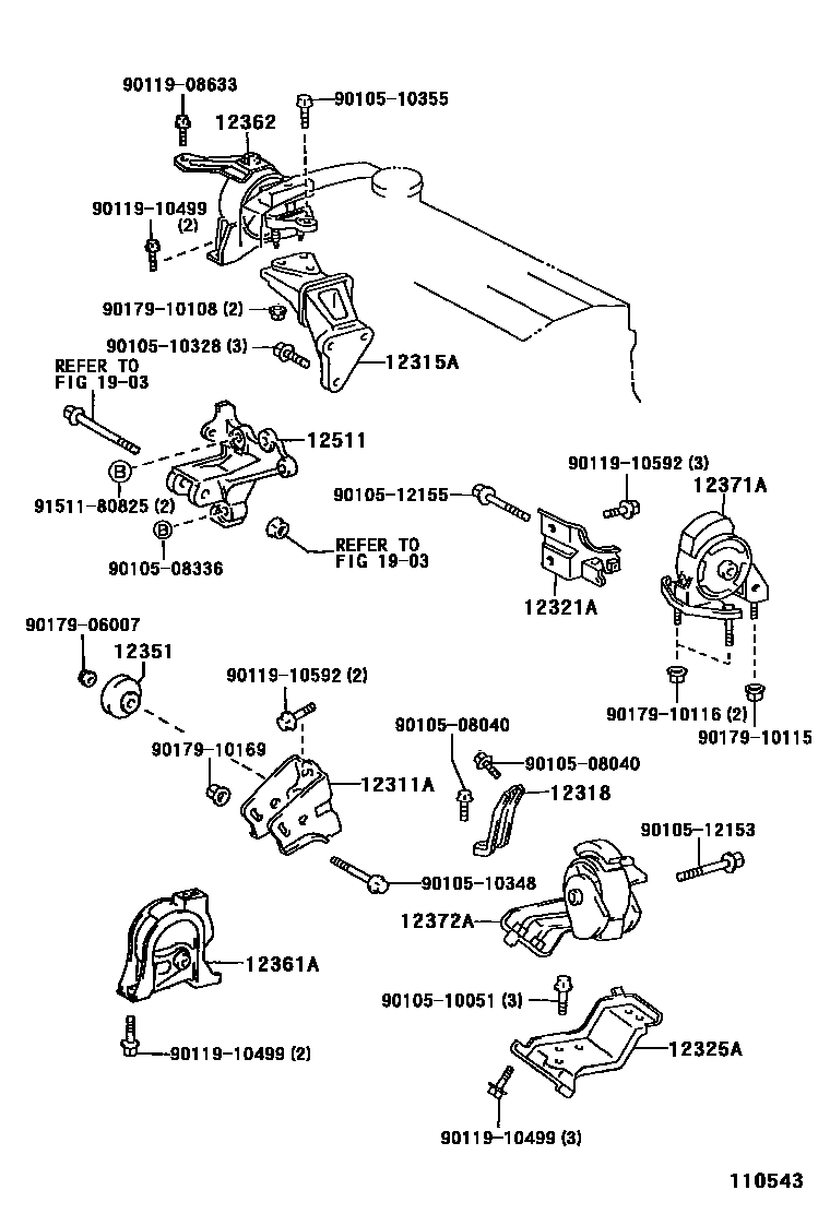 Toyota COROLLA Engine Mounting EPC diagram — 110543